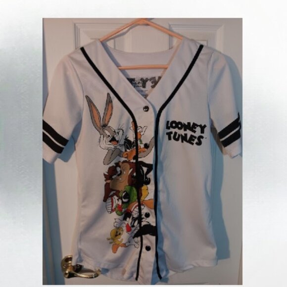 Looney Tunes white button up jersey style shirt size medium - Picture 1 of 7